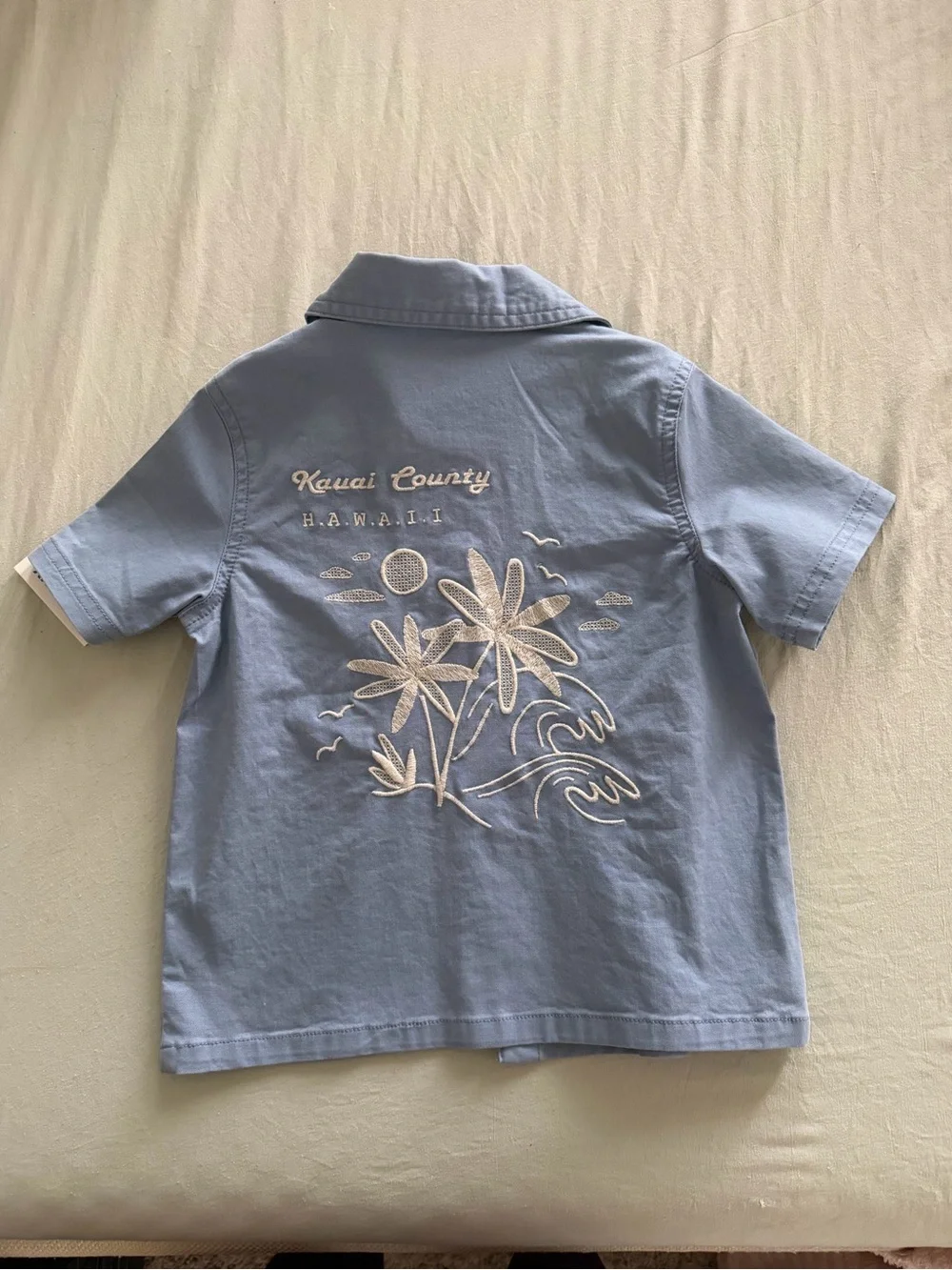 Children's Light Blue Hawaiian Pocket Button-Up Shirt - old navy